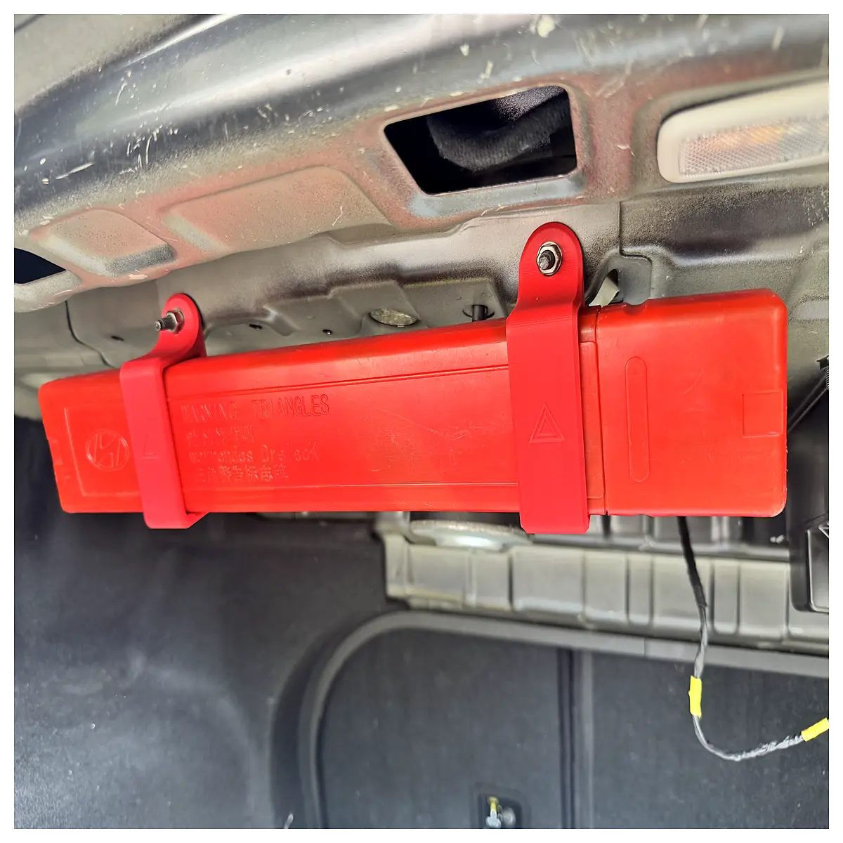 car warning triangle storage bracket holder mount for emergency roadside safety organizer
