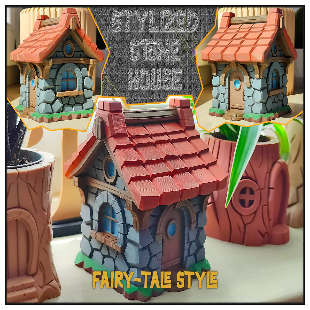 fairy tale style stone house miniature dollhouse diorama scenery for kids room decor