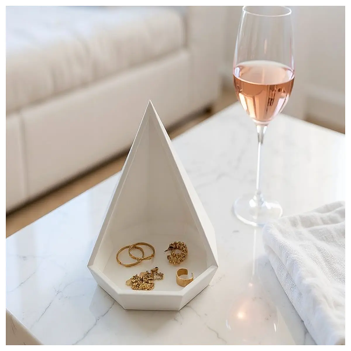geometric trinket tray for tea lights and jewelry organizer modern home decor accent