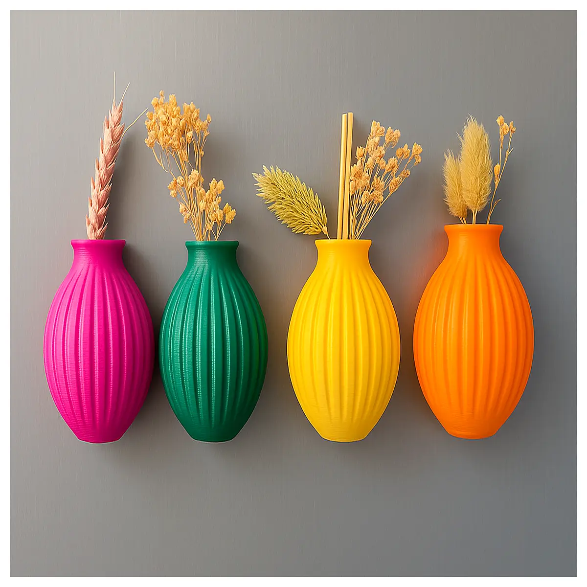 set of 4 mini magnetic vases ribbed design small glass jar for dried flowers home decor