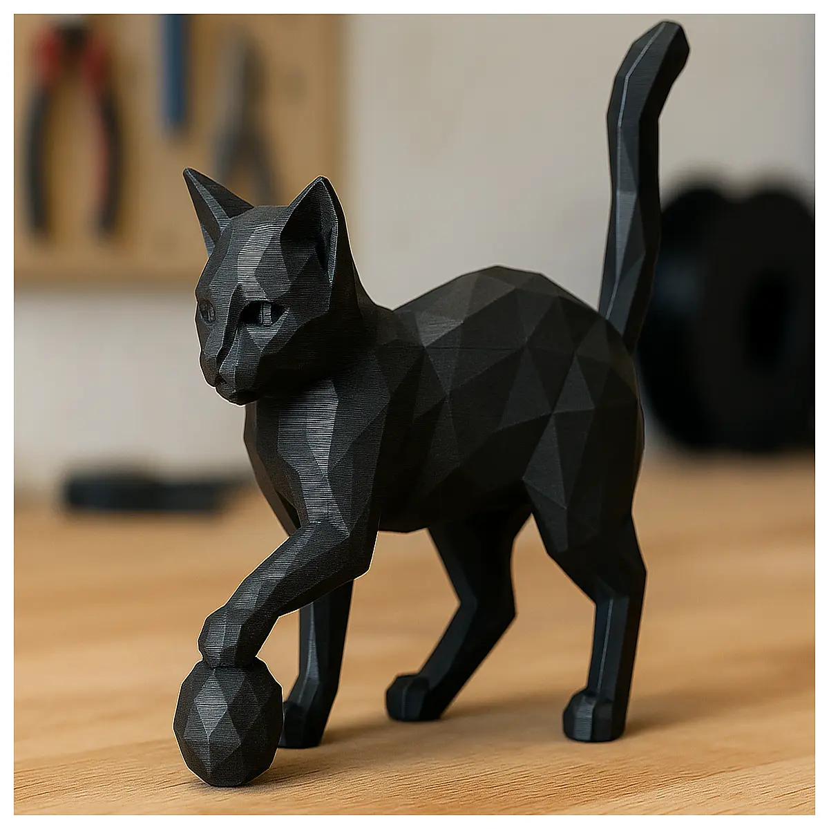 low poly cat cute geometric feline character minimalist polygonal animal art lowres mesh for game dev