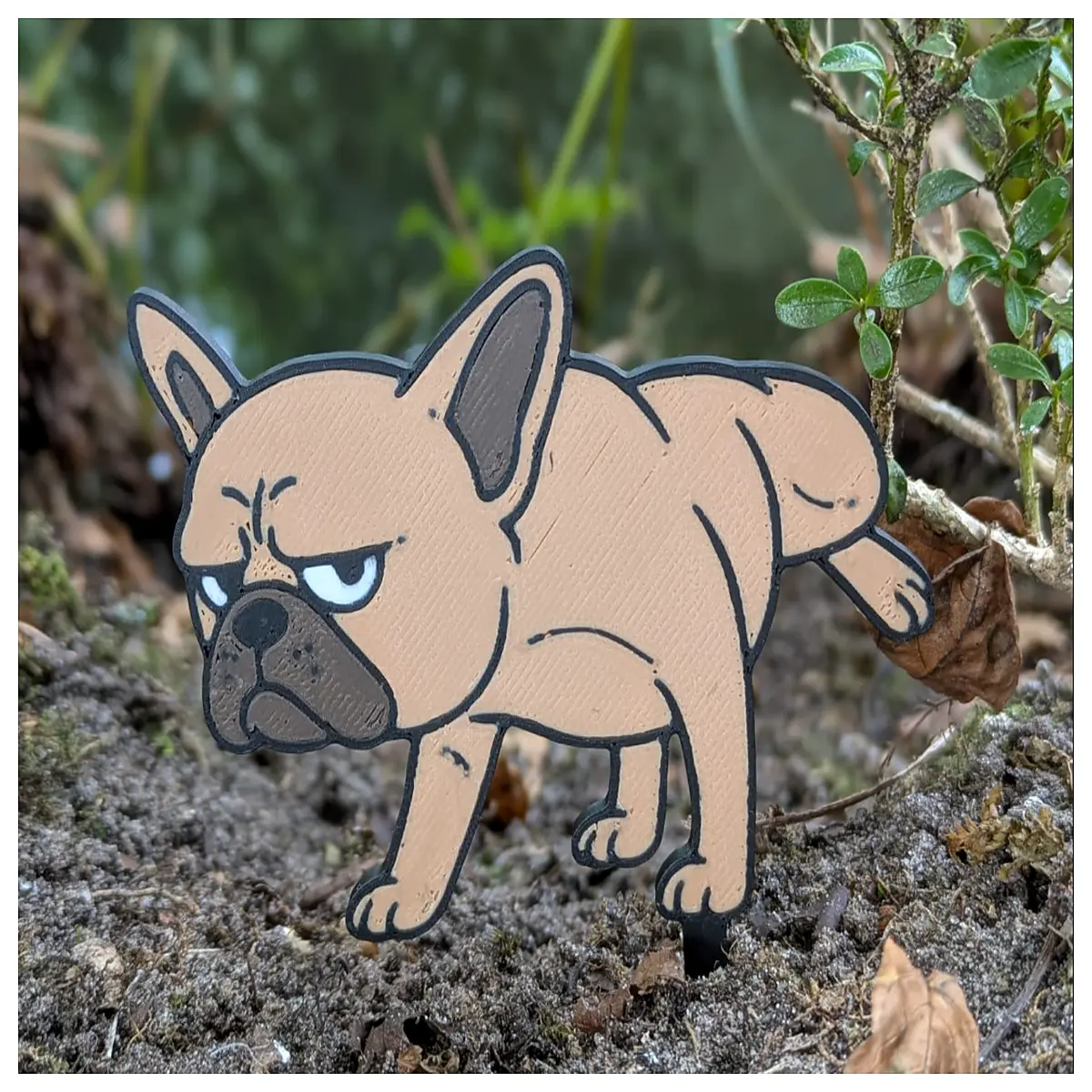 french bulldog plant stake dog face flower support garden decor cute animal trellis