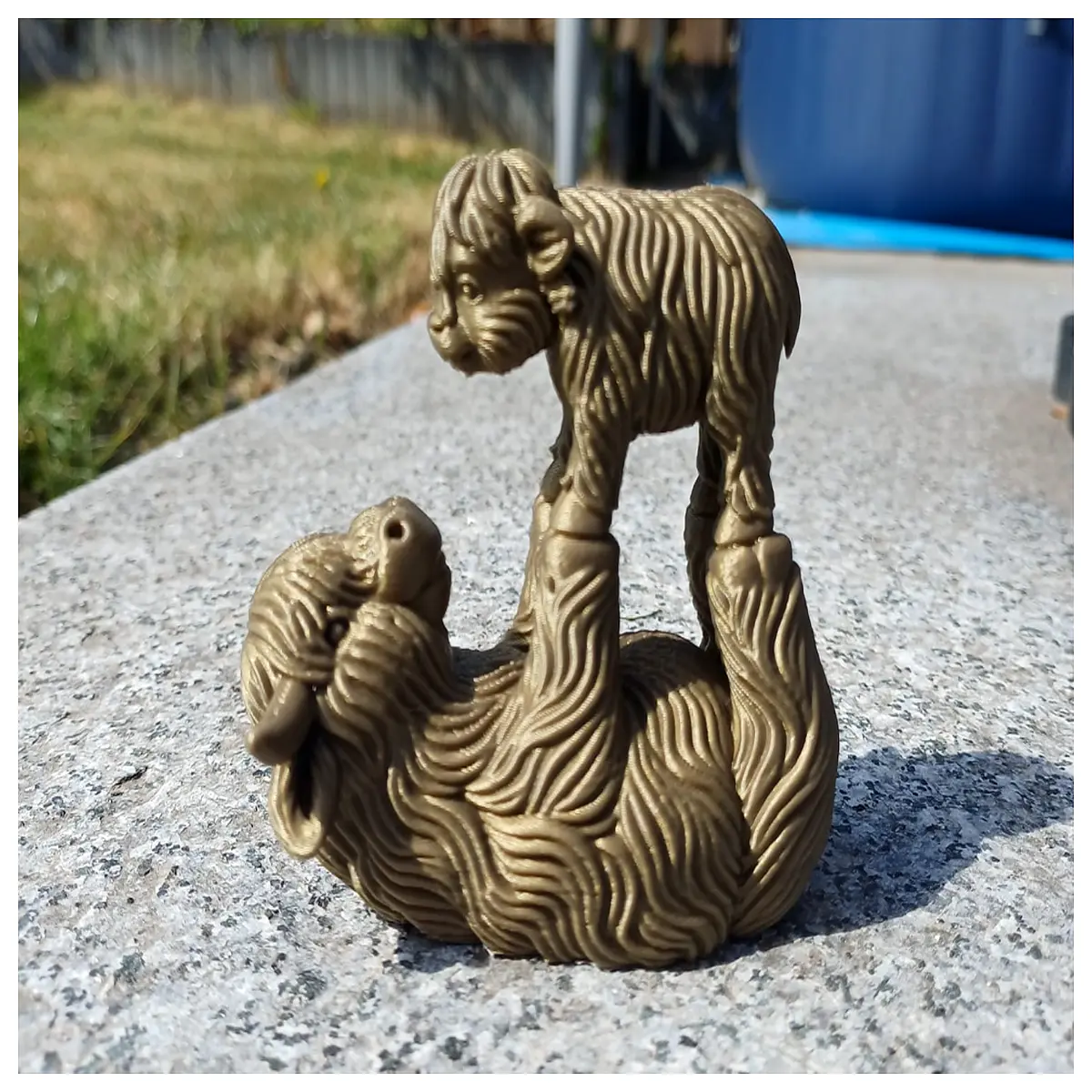 highland cow mother and calf figurine set rustic farm animal balance statue for home decor cute bovine sculpture gift