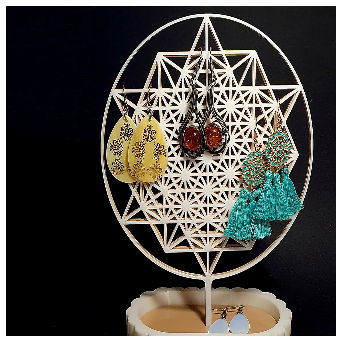 geometric earring organizer retail jewelry counter acrylic holder for boutique shop