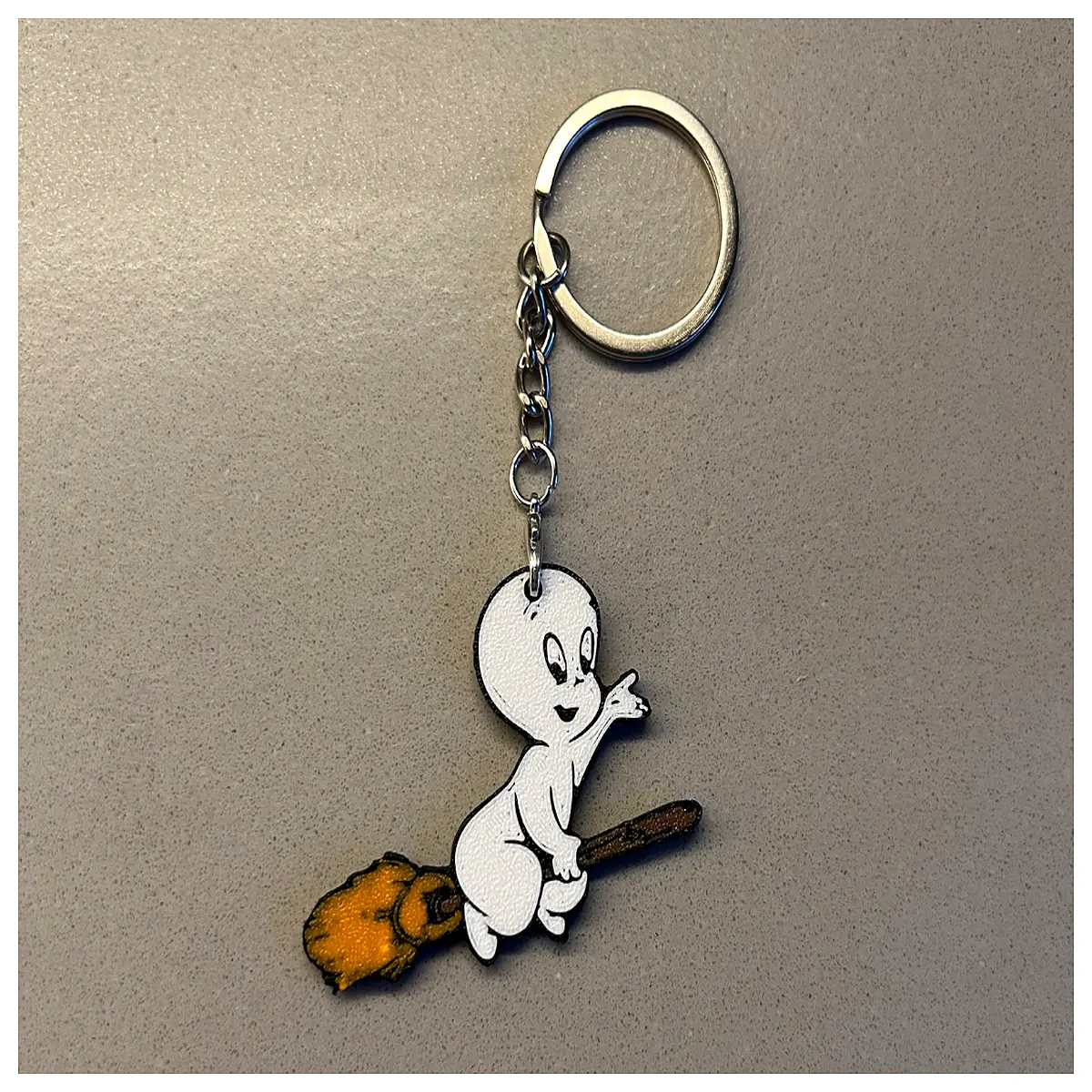 cute ghost keychain broom charm for bag cute cartoon character accessory spooky halloween gift
