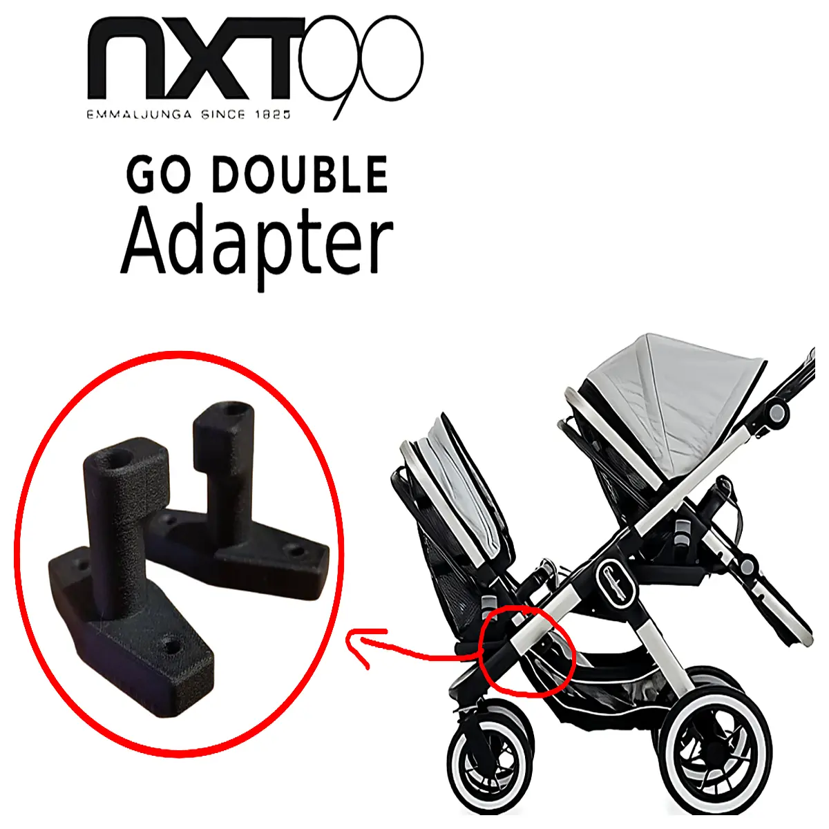 emmaljunga nxt 90 twin adapter clip car seat connector for double stroller conversion