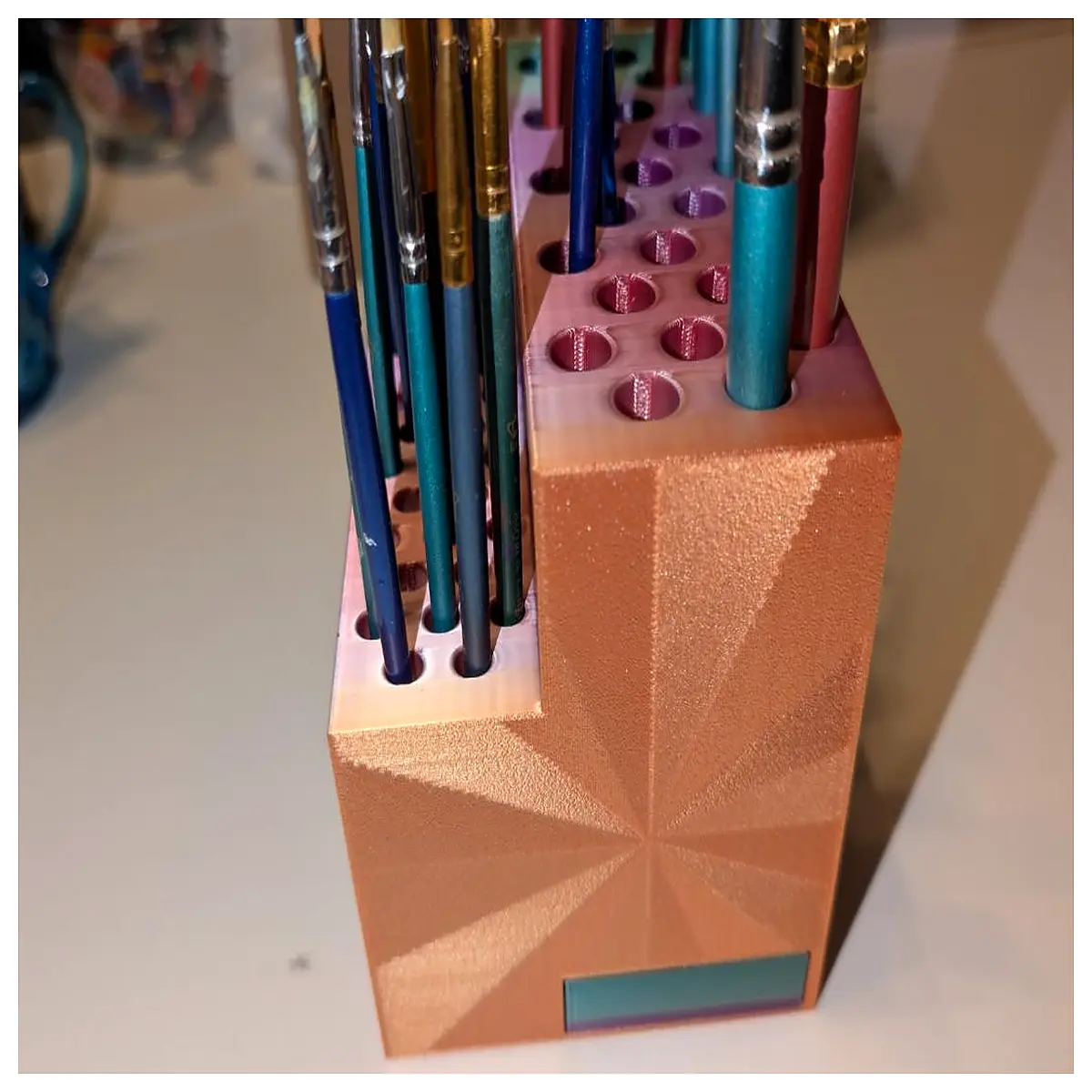 wooden paint brush holder for artists studio desk organizer acrylic watercolor palette rack