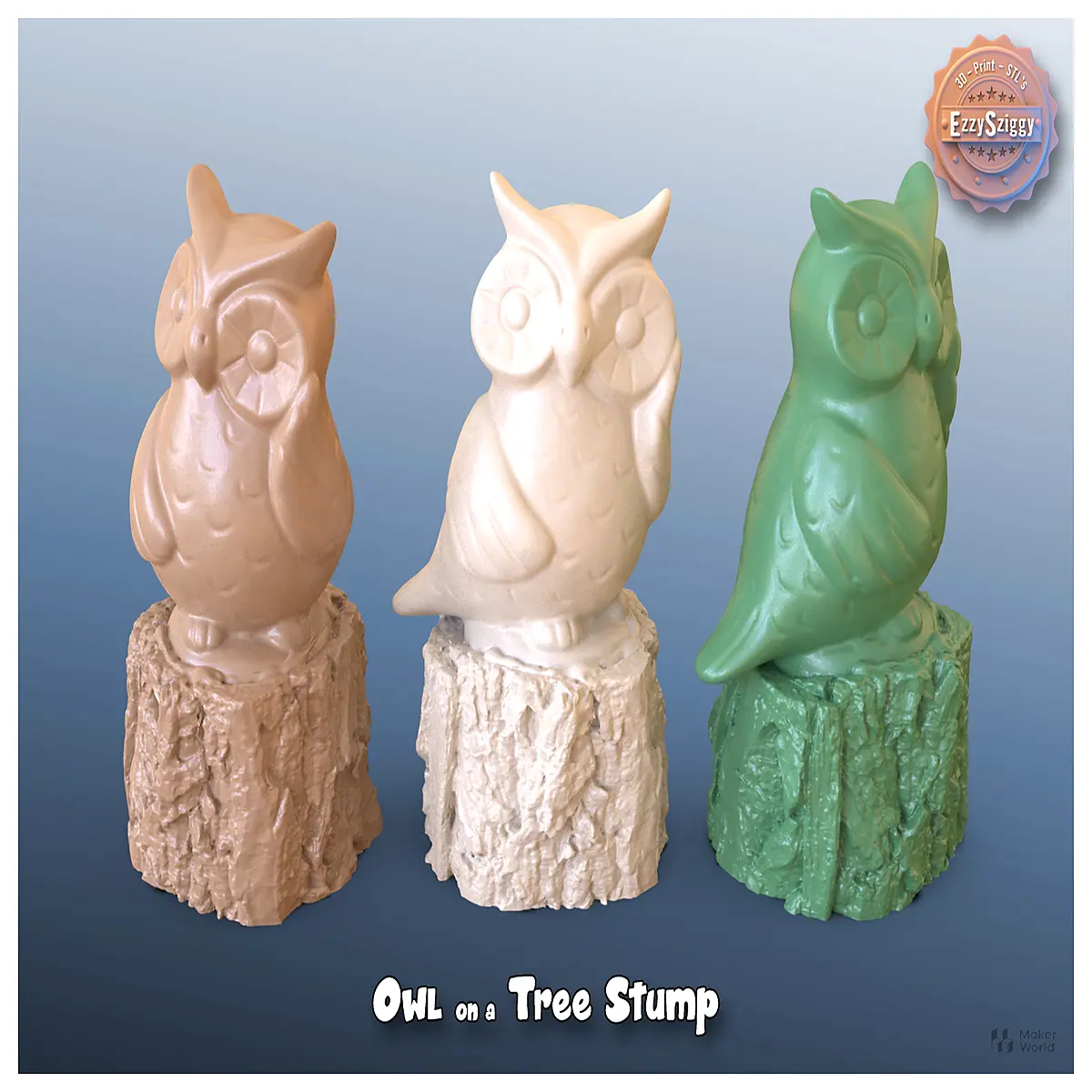 rustic wooden owl figurine on tree stump home decor