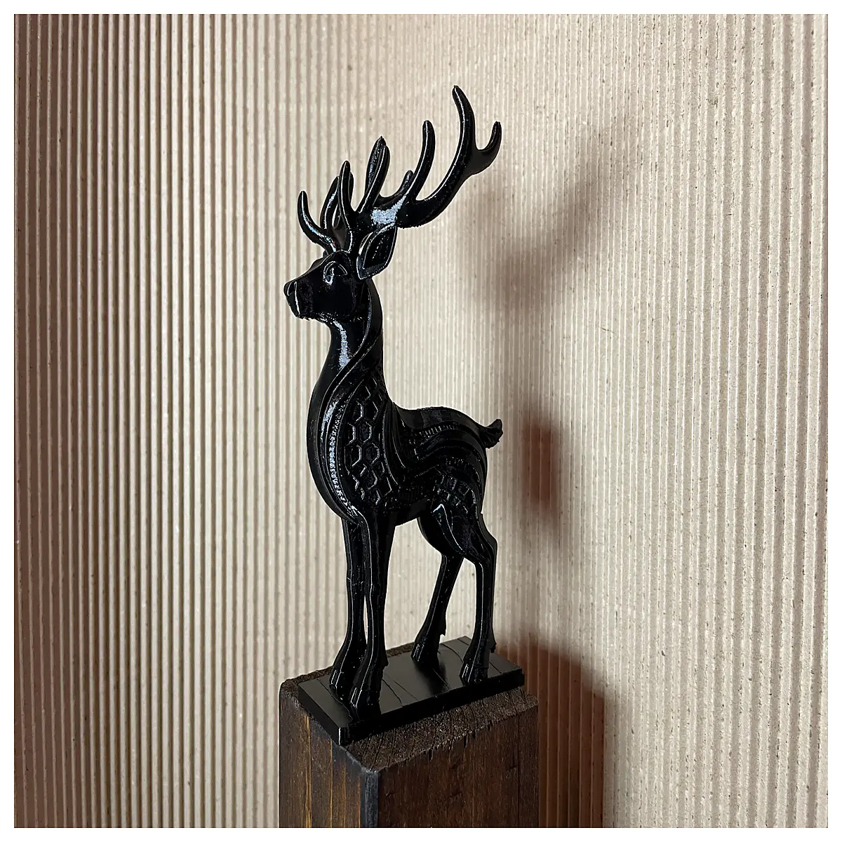 resin deer statue garden decor hexagonal antler animal sculpture for home shelf rustic woodland nature art piece