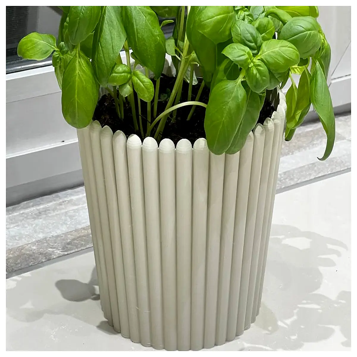 modern geometric planter cover for indoor plants decorative pot sleeve with drainage hole minimalist concrete style garden decor