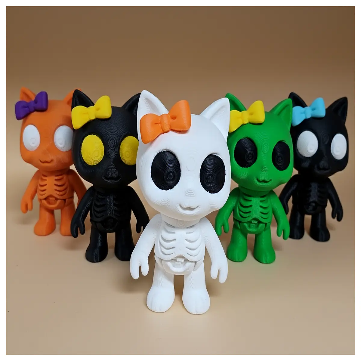 mini posable ghost cat toy with magnets for fridge decoration cute spooky halloween plush figure detachable jointed skeleton pet accessory