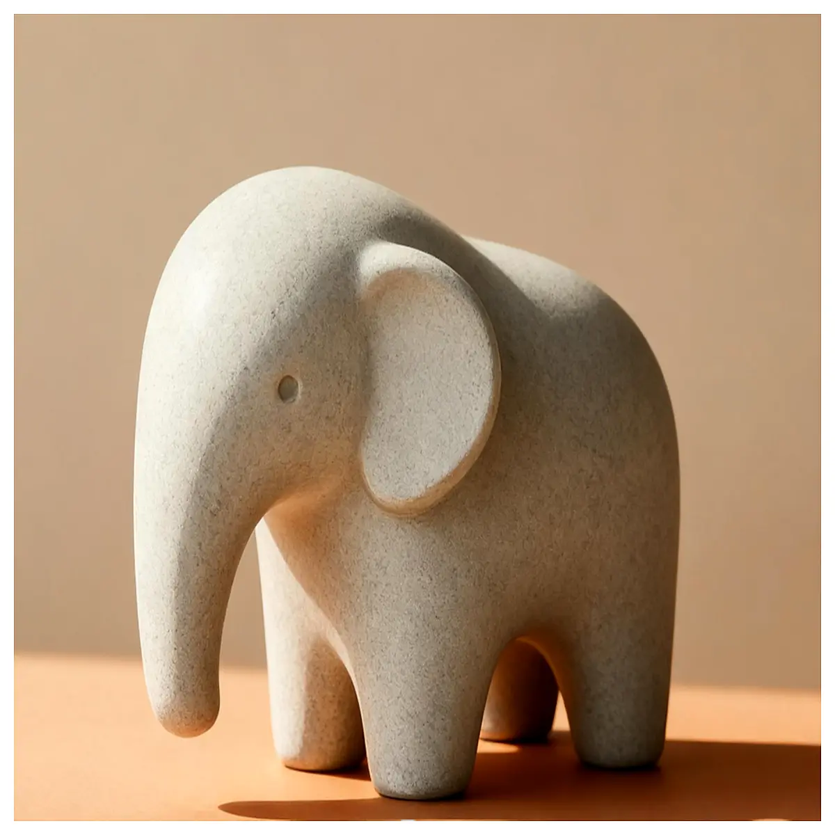 minimalist stone elephant statue modern abstract animal sculpture for home decor grey rock art piece zen garden ornament