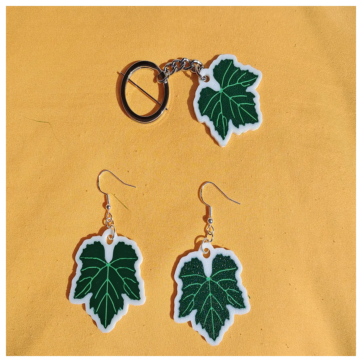 grape leaf keychain earrings set boho nature jewelry green vine charm for women gift