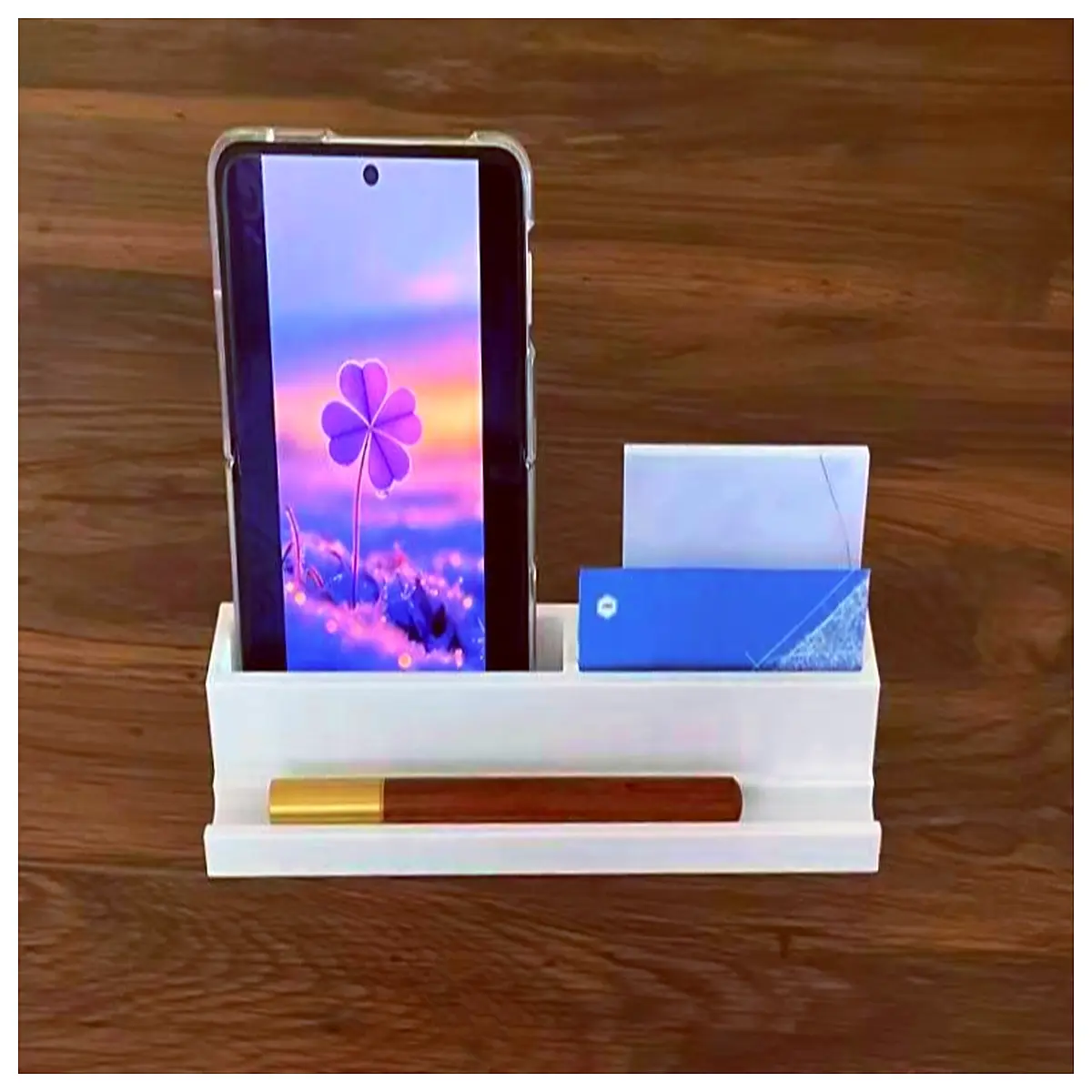 desktop organizer with phone magnetic business card holder office desk accessories for mobile phone and notes