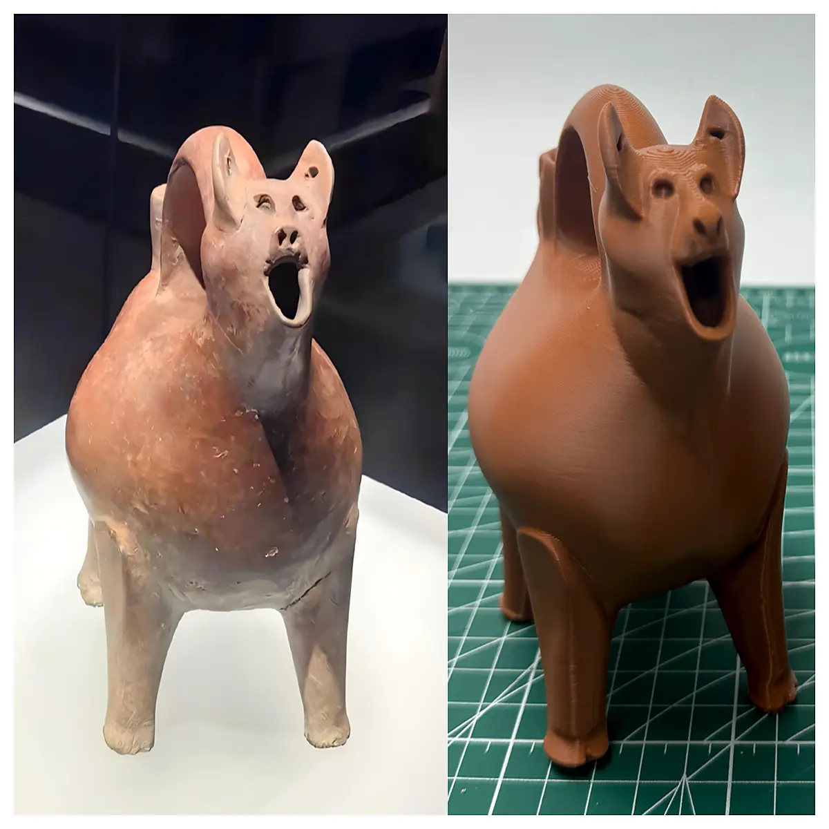 ancient red pottery animal shaped vessel traditional chinese ceramic sculpture vintage clay figurine art decorative home decor piece