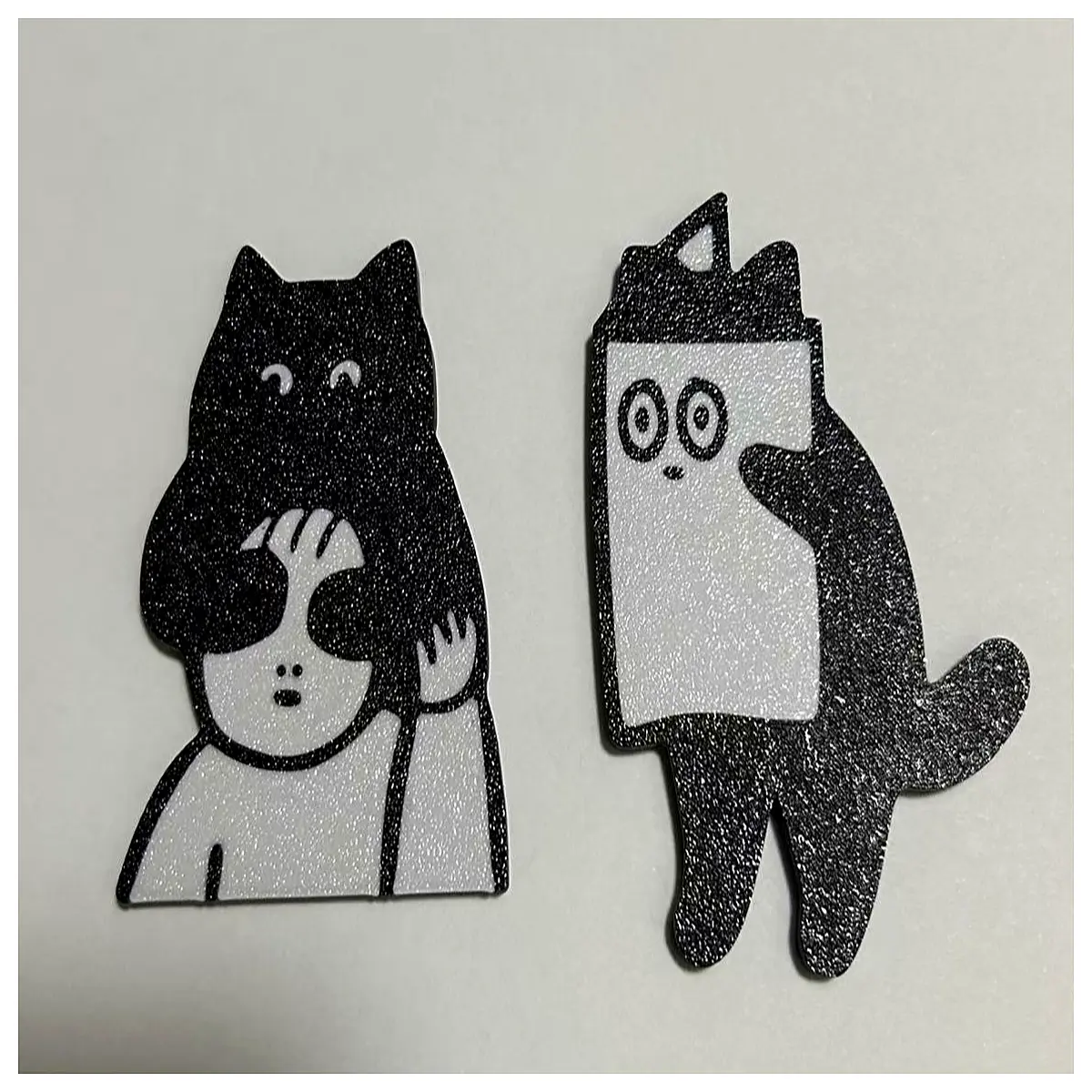 funny cat face covering fridge magnet black white double color humorous pet decor gift