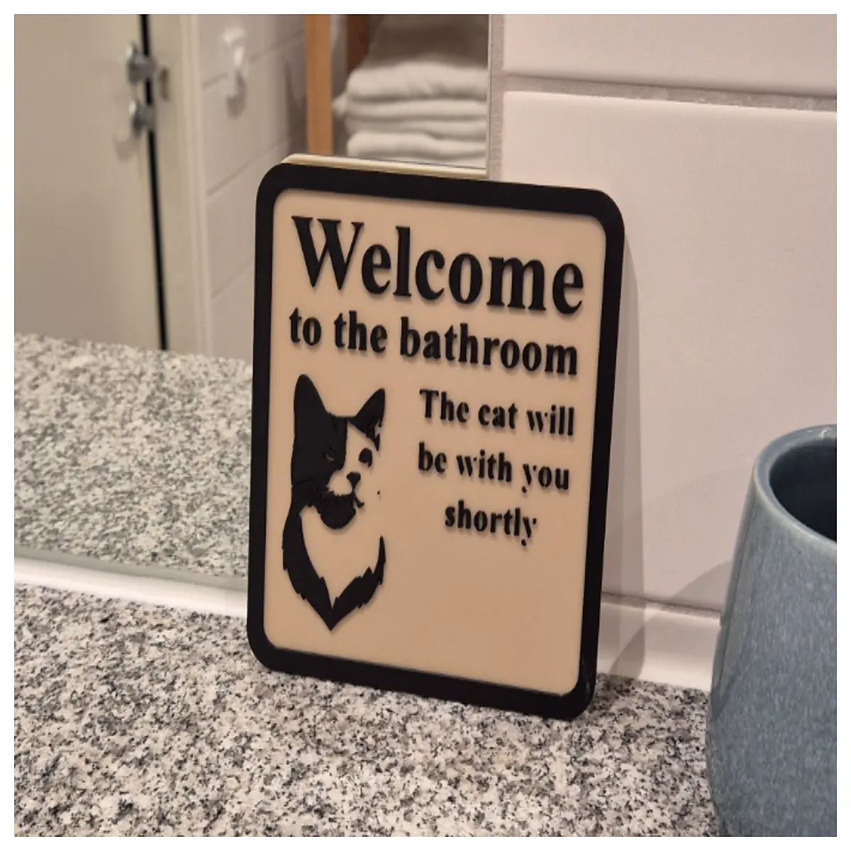 bathroom cat sign cute pet door plaque waterproof animal decor bathroom wall art for cat lovers