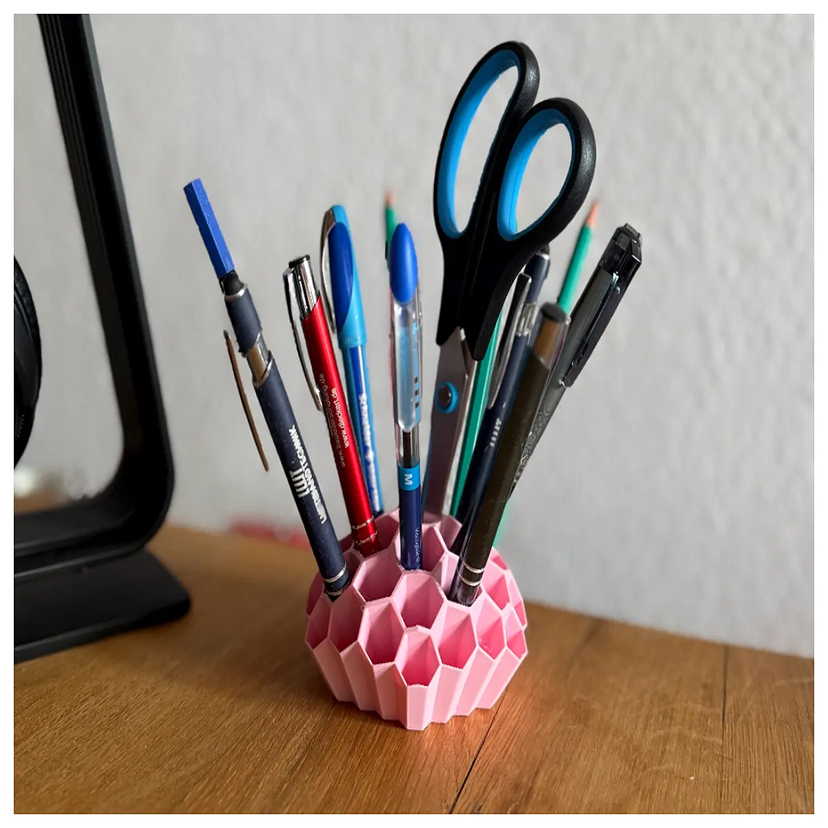 hexagonal desk organizer pen holder for office supplies storage