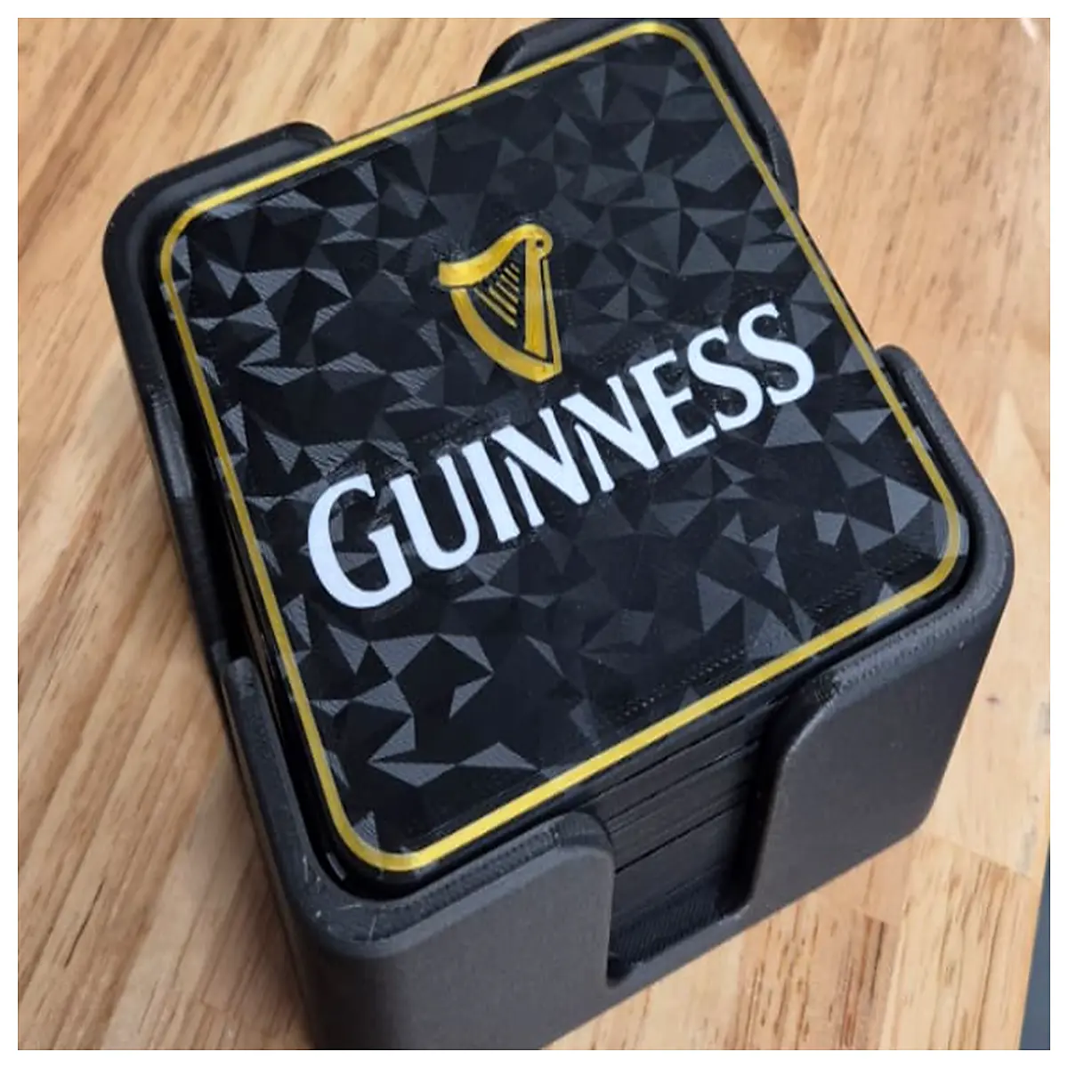 guinness pint glass coaster with wooden holder bar mat pub decor