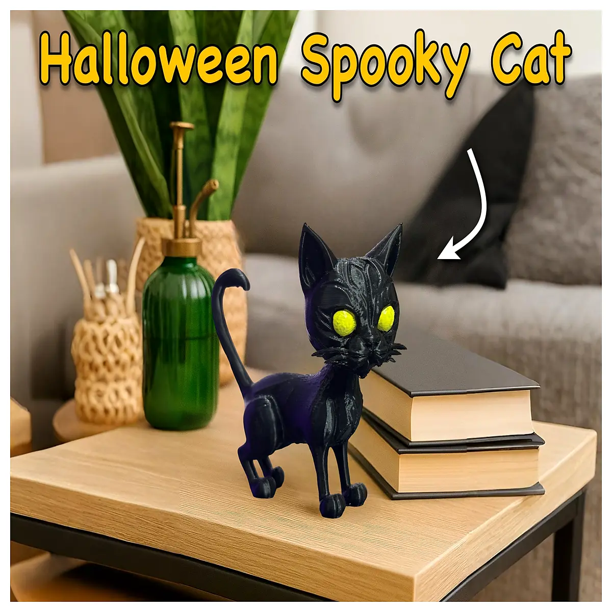 halloween cat statue spooky black cat figurine for home decor garden yard haunted house party supplies