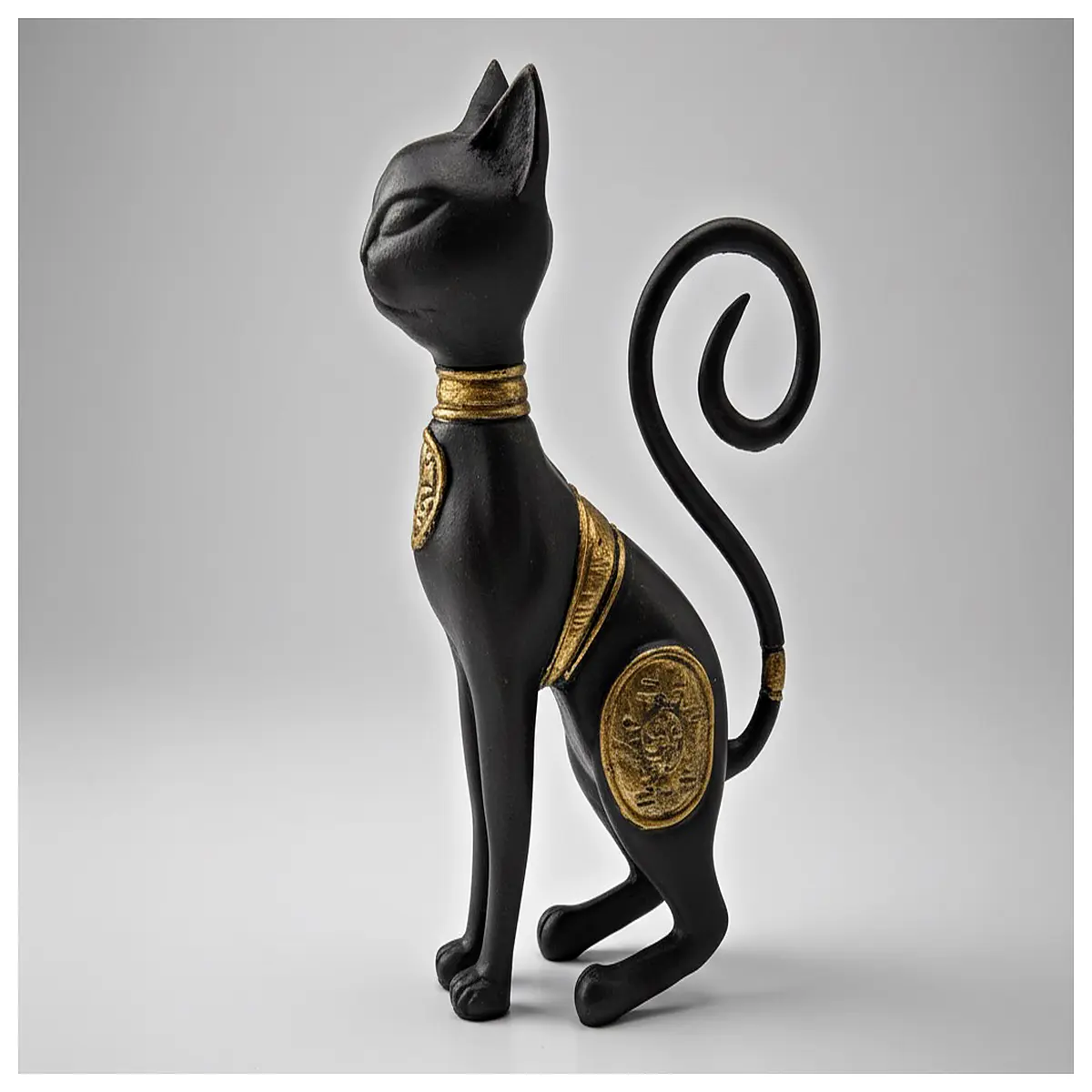 ancient egypt cat statue bronze gold home decor living room shelf ornament history lover