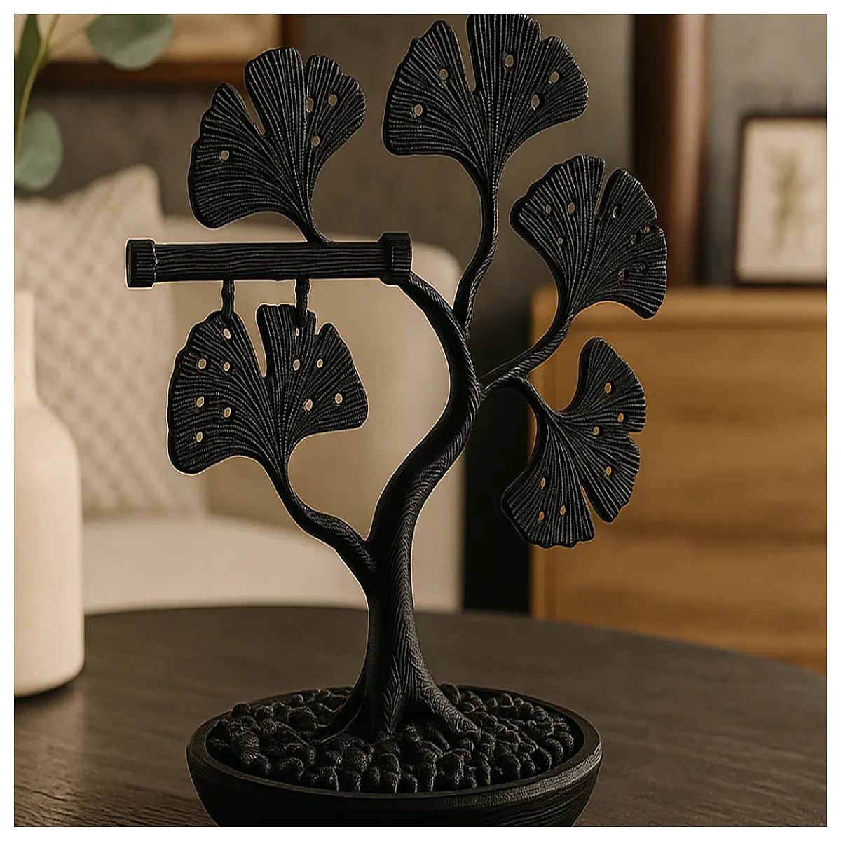 ginkgo leaf jewelry organizer elegant holder for rings necklaces earrings table top storage