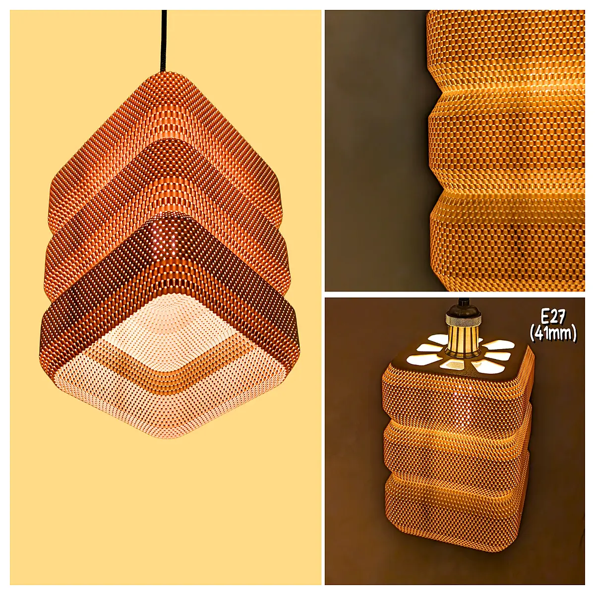 rectangular basket with trapezoid pattern woven pendant modern boho ceiling fixture for living room