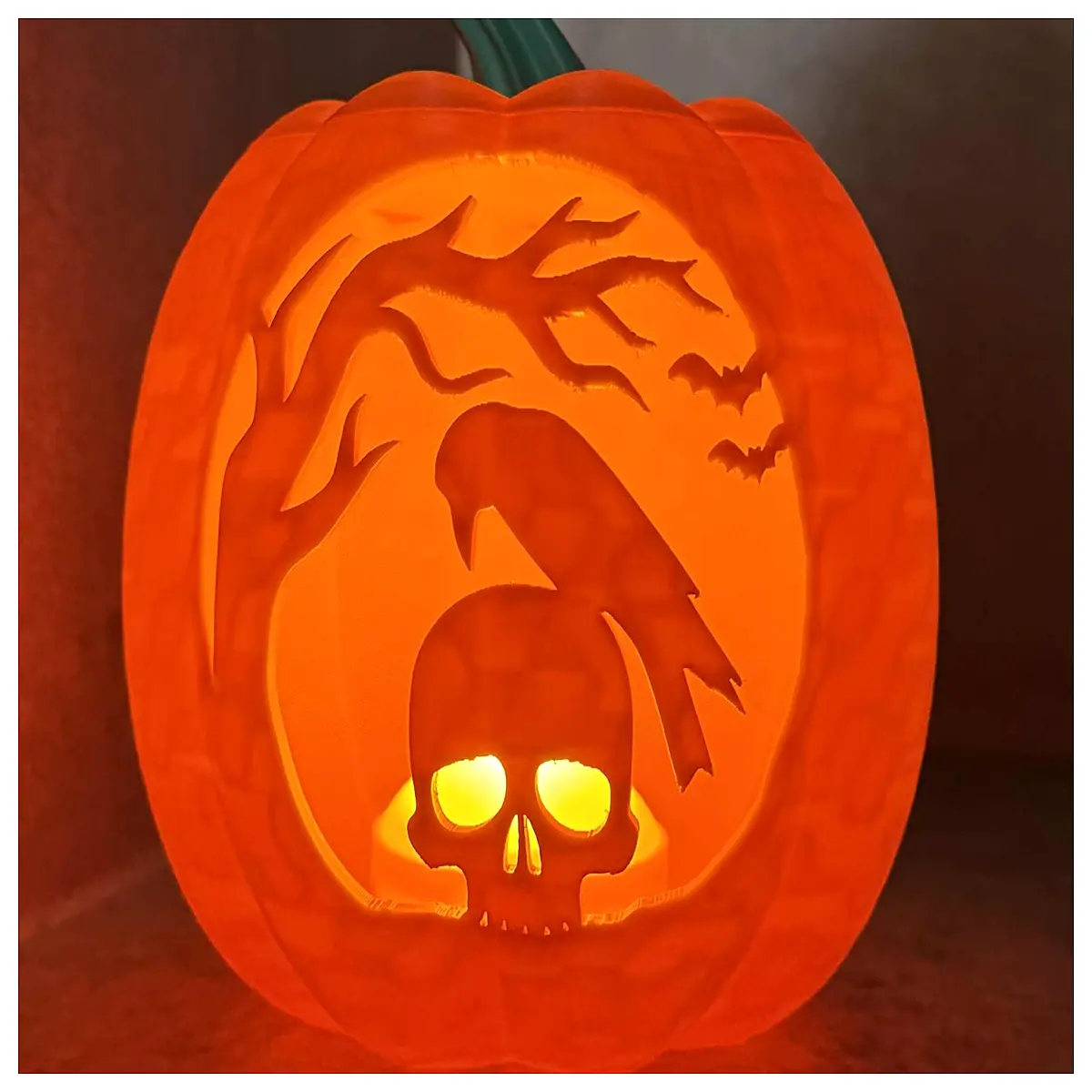 halloween skull crow carving stencil spooky decor prop