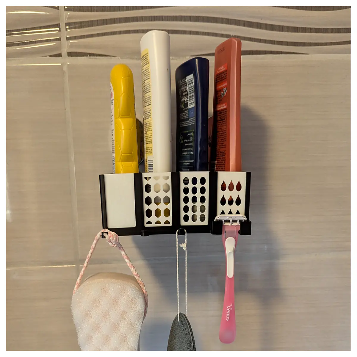 modern shower caddy with removable front panel for easy cleaning bathroom storage organizer rust proof hanging shelf