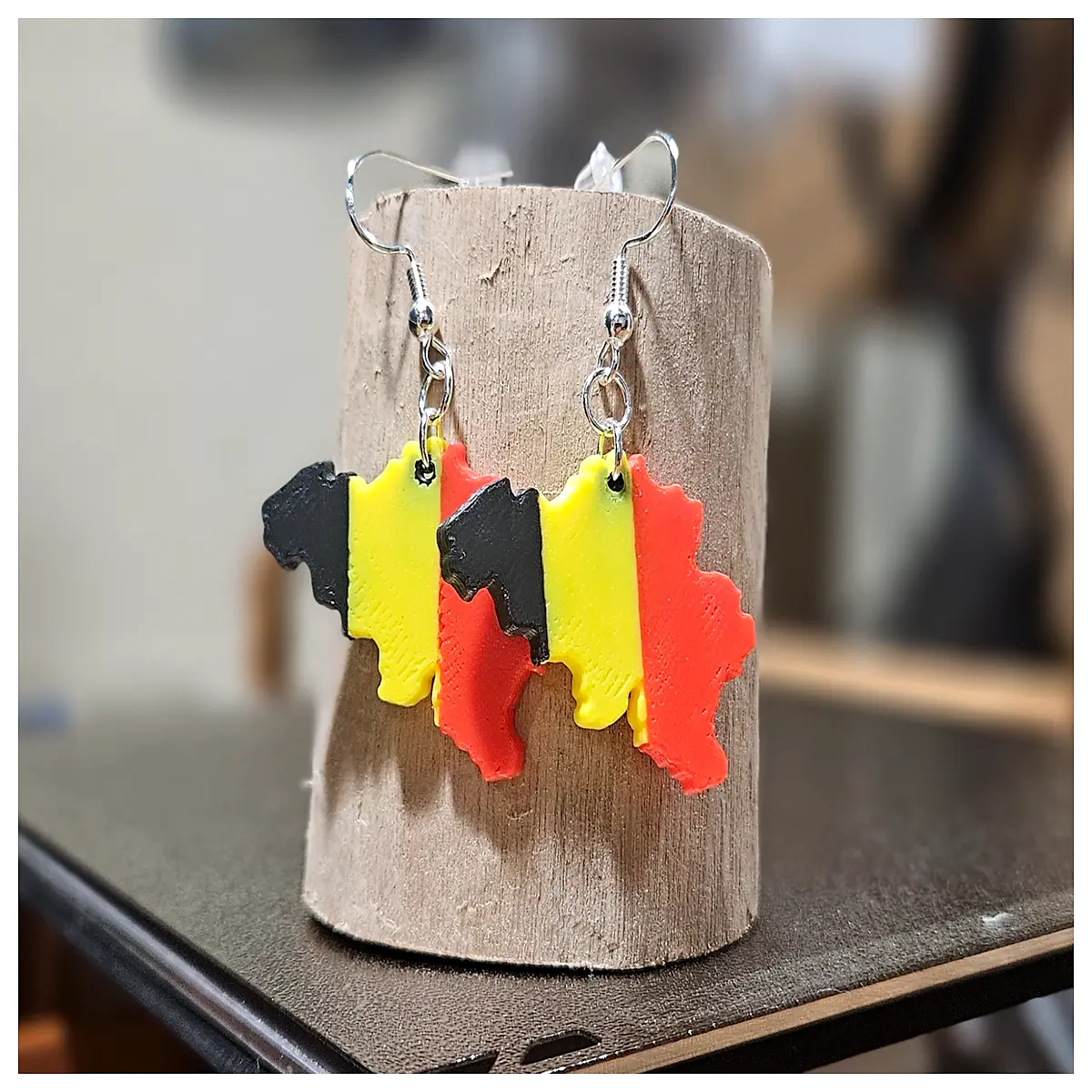 belgium flag earrings black yellow red striped dangle studs for national pride day gifts