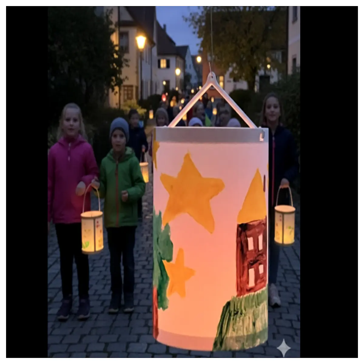 kids lantern parade for st s day round paper torch walk