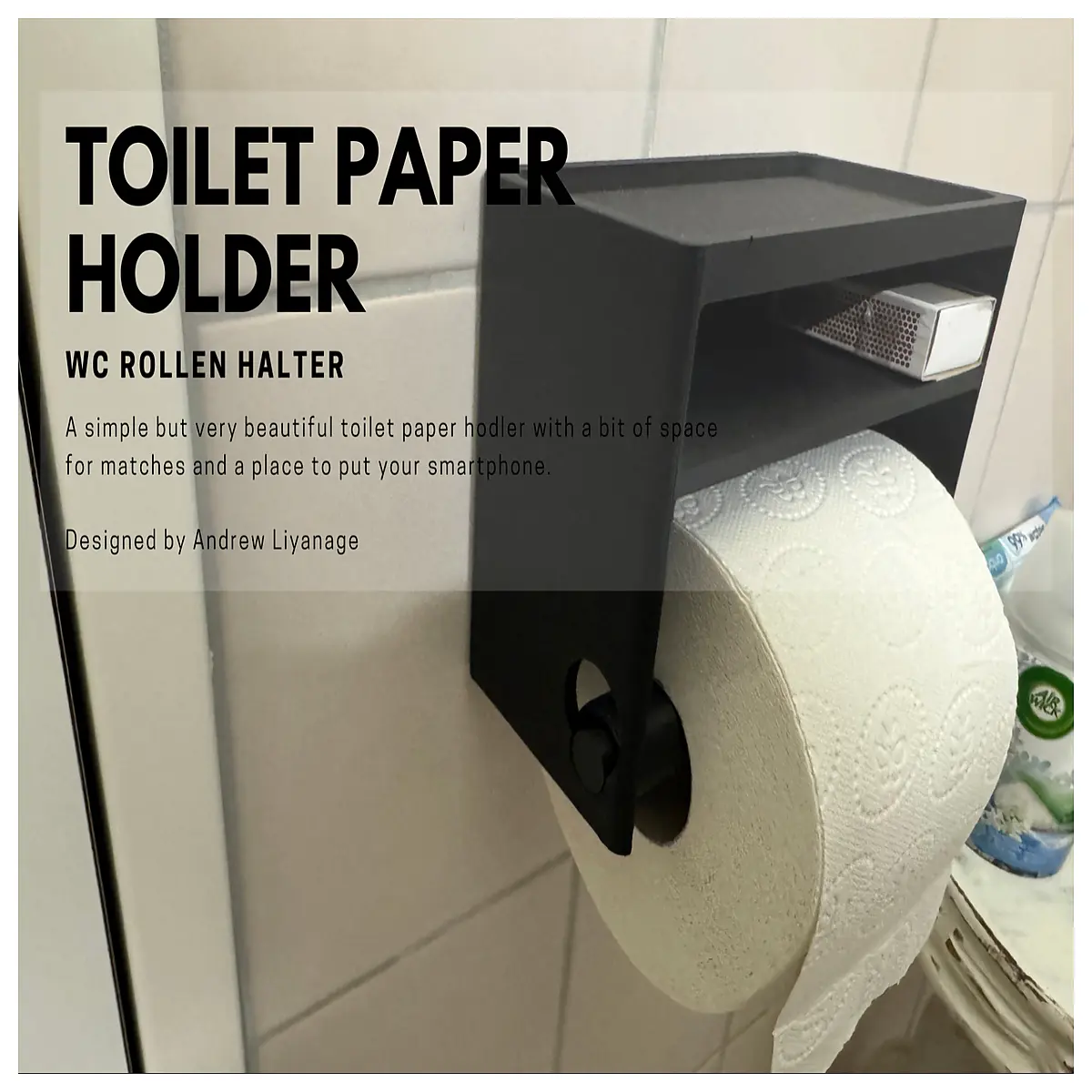 bathroom tissue holder with shelf storage rack for toilet paper roll organizer
