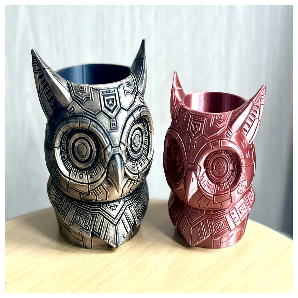 owl figurine aesthetic decor for office desk gaming room setup neon glow statue gift