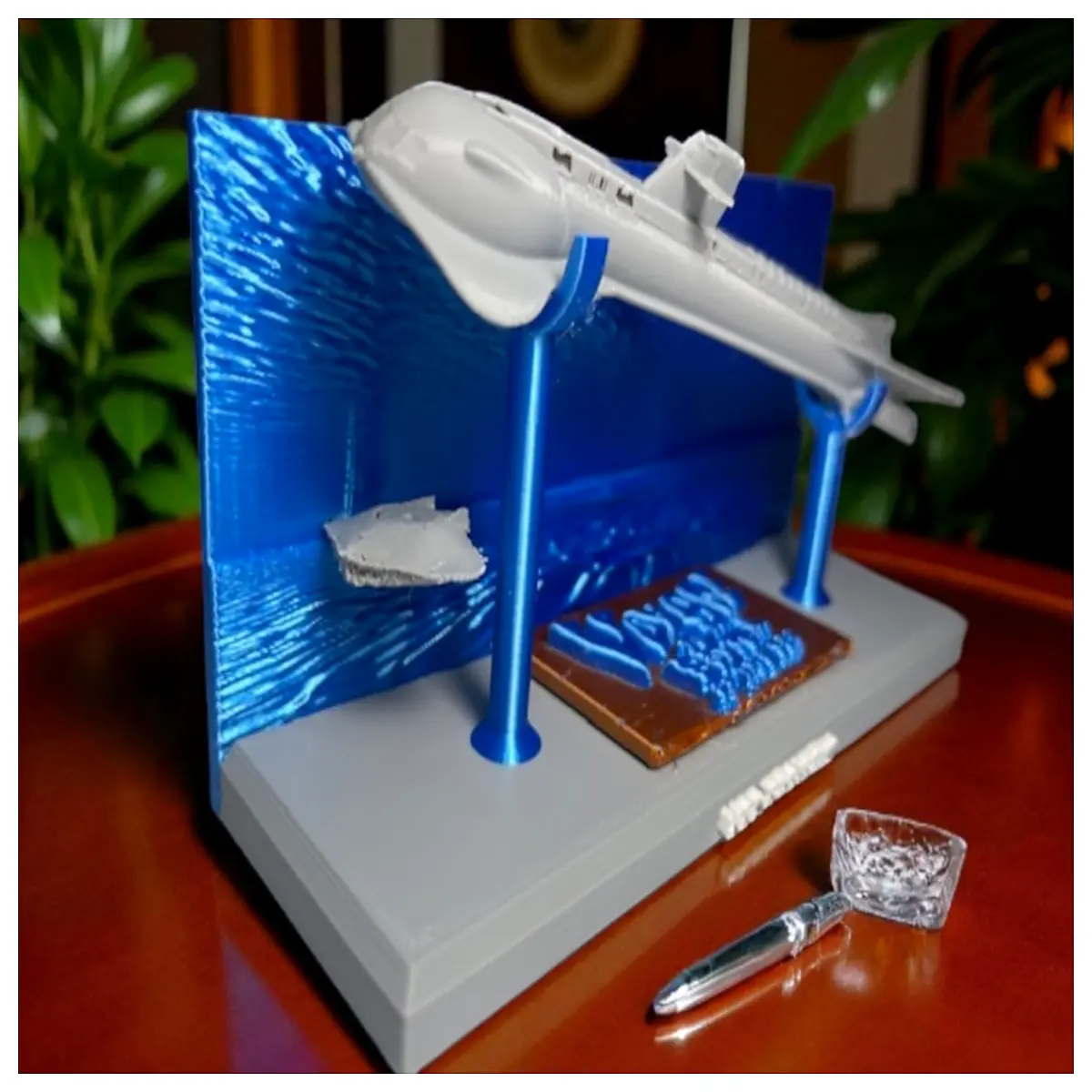 navy submarine ocean view and flying submersible toy