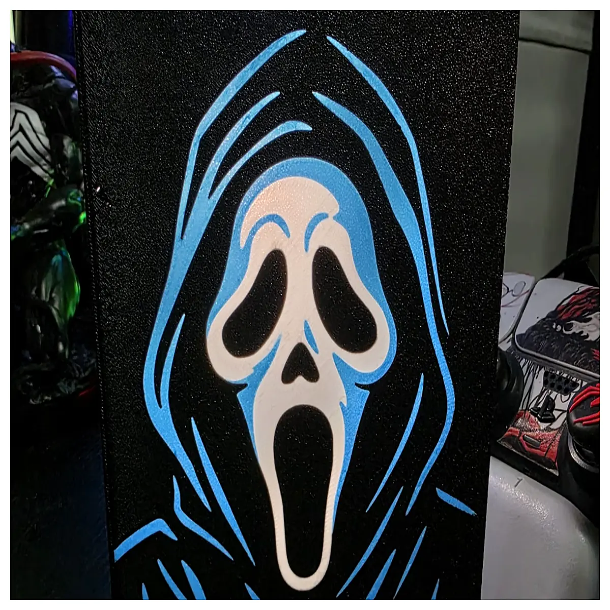 horror face box spooky ghost neon sign scary wall decor for bedroom haunted house party props gothic ambient lighting