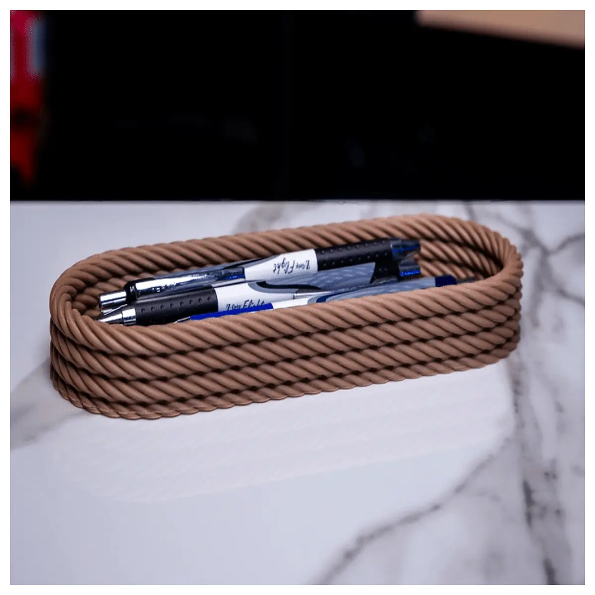 rope desk organizer tray for home office woven storage basket for cables keys pens boho aesthetic desktop caddy