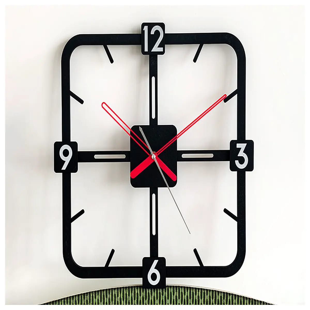 modern minimalist large square wall clock 38cm x 38cm silent non ticking battery operated for living room bedroom office decor