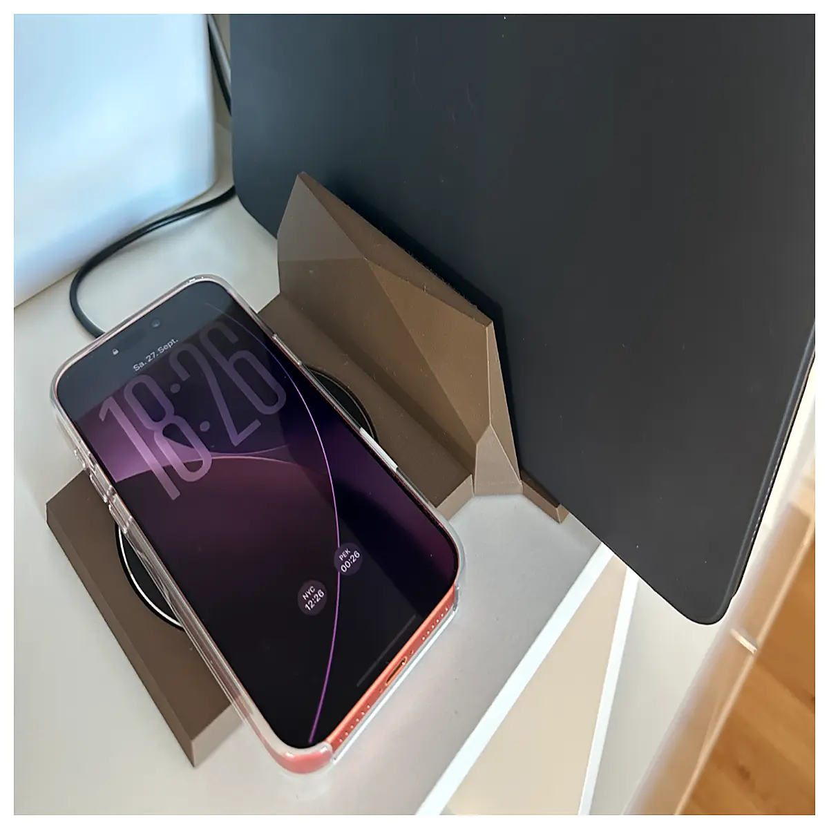 laptop with qi wireless charger and cable organizer for desk adjustable notebook riser with usb charging station