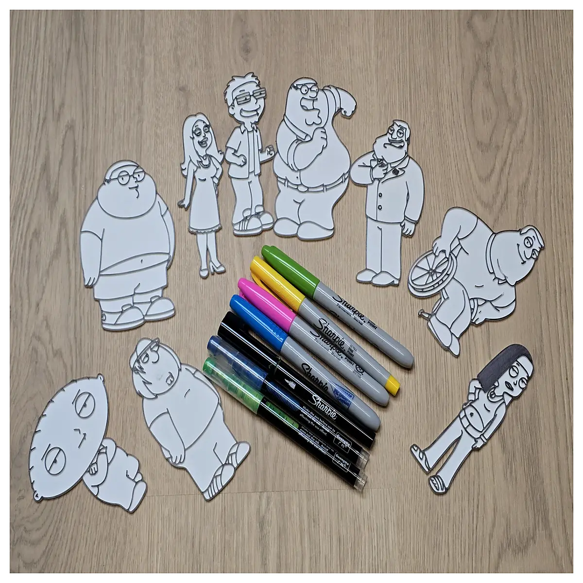 adult coloring book gift set with markers and pencils for fans of stewie brian
