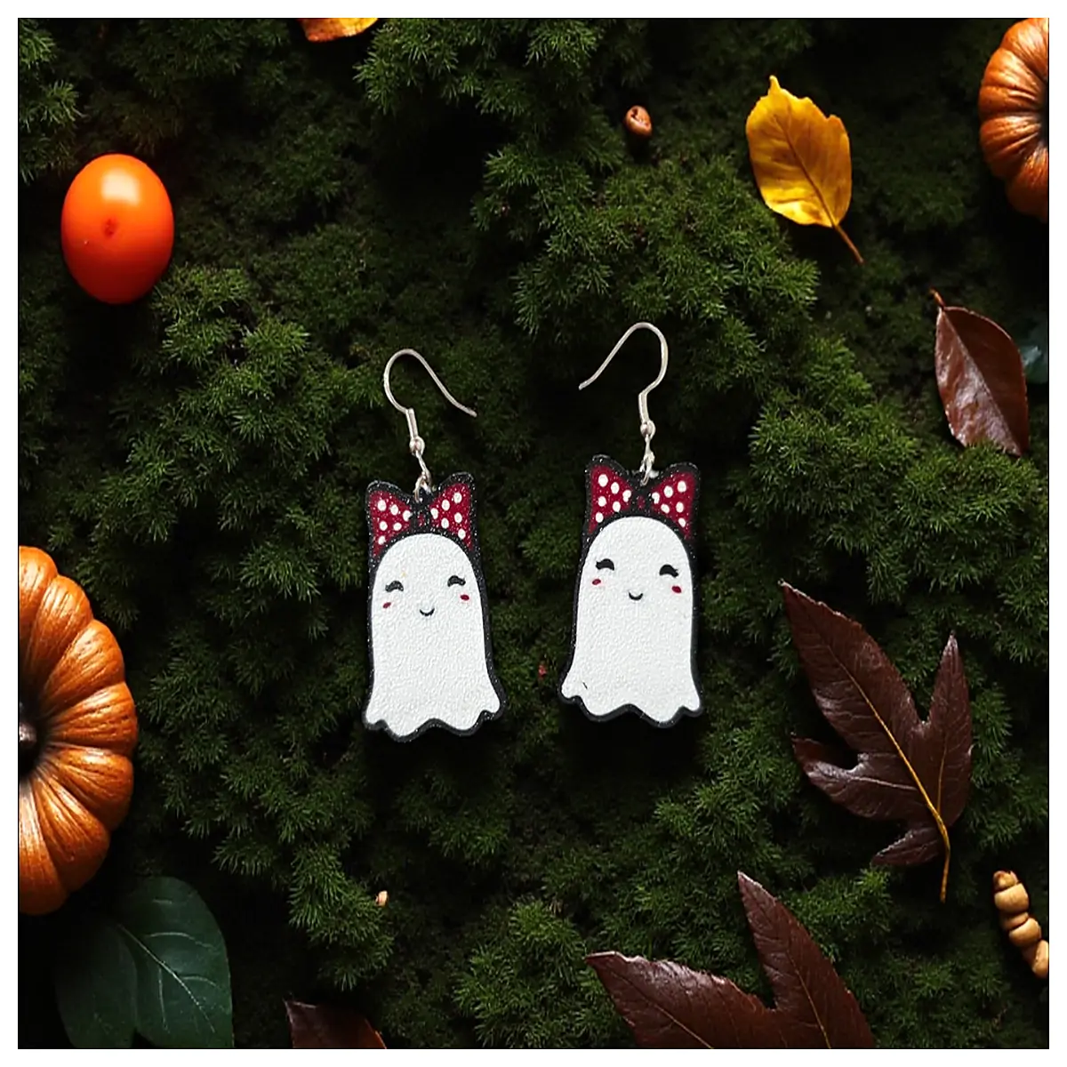 gothic silver ghost earrings for women punk rock spooky halloween jewelry dangle drop