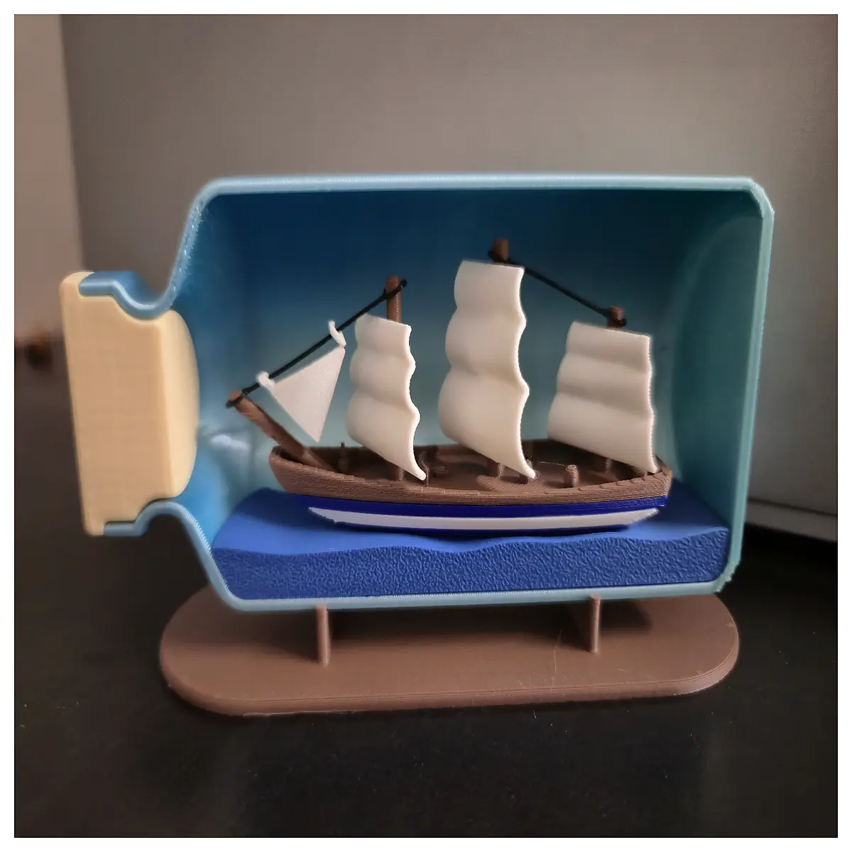 handmade miniature ship in bottle glass jar nautical decor desk ornament men