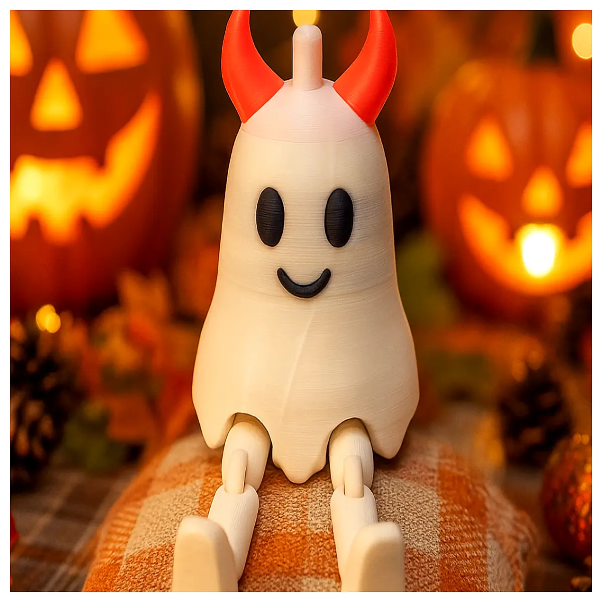 articulated ghost toy with horns spooky desk buddy for halloween decor flexible posable figure