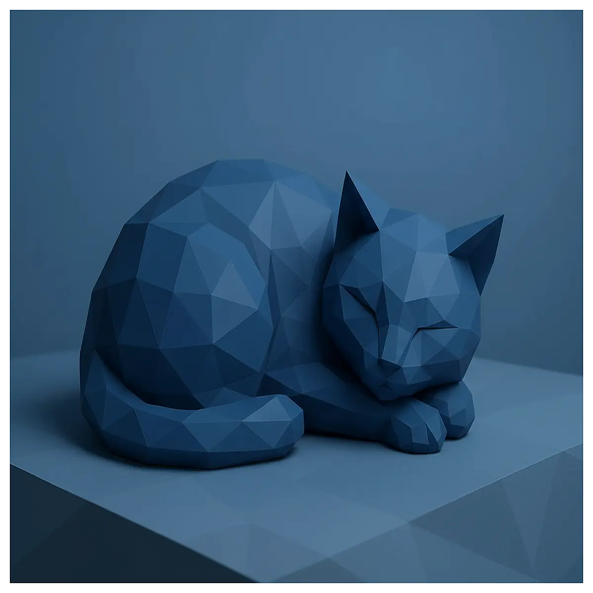 low poly cat figurine geometric animal statue printed decor polygonal art piece for desk
