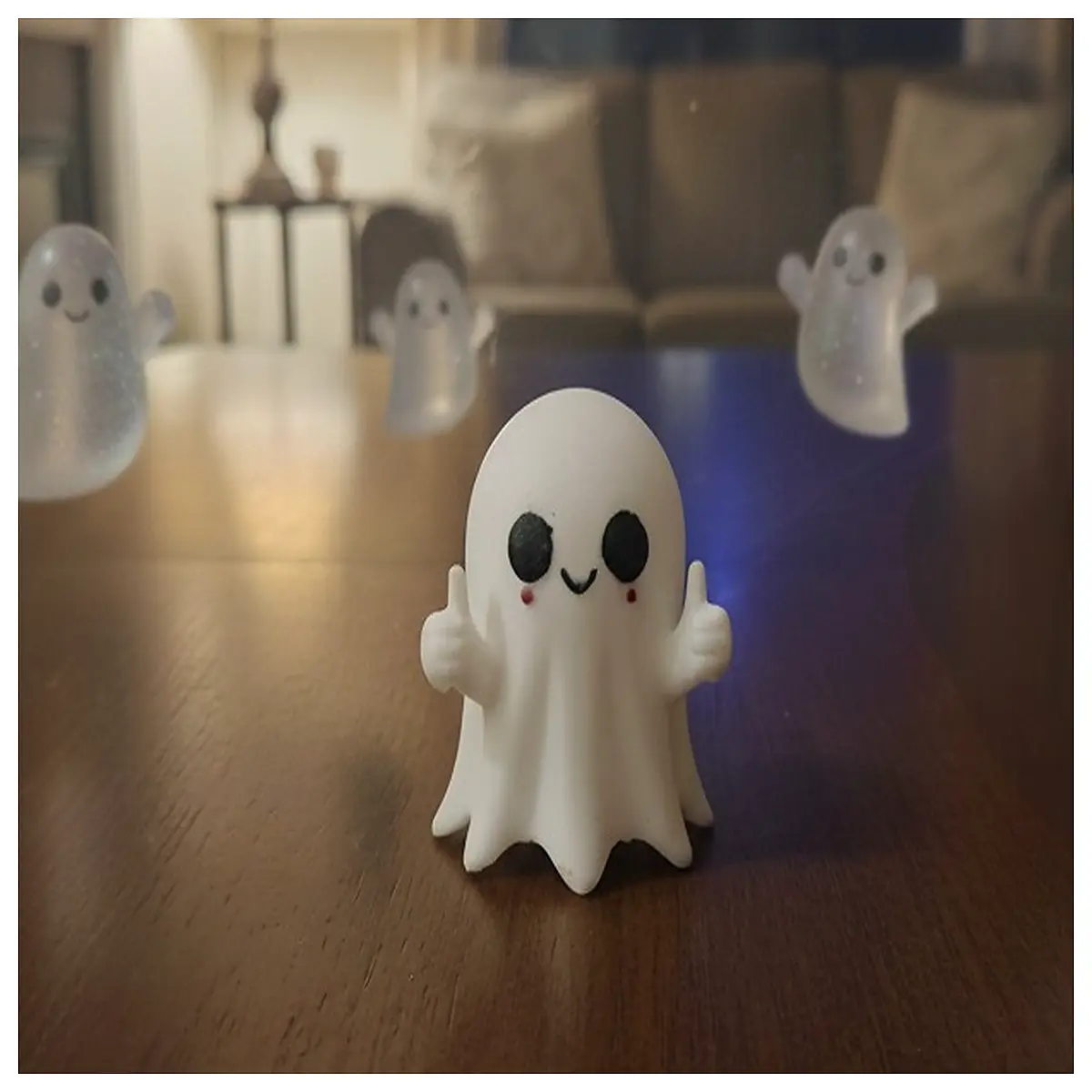 cute friendly ghost thumb up halloween plush toy spooky smiley decoration