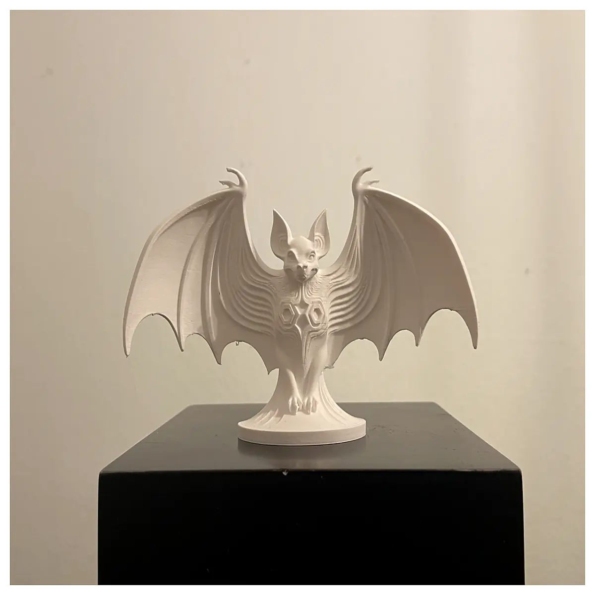 gothic bat hexagon wall art sculpture dark academia home decor goth men women spooky office desk ornament black metal animal statue
