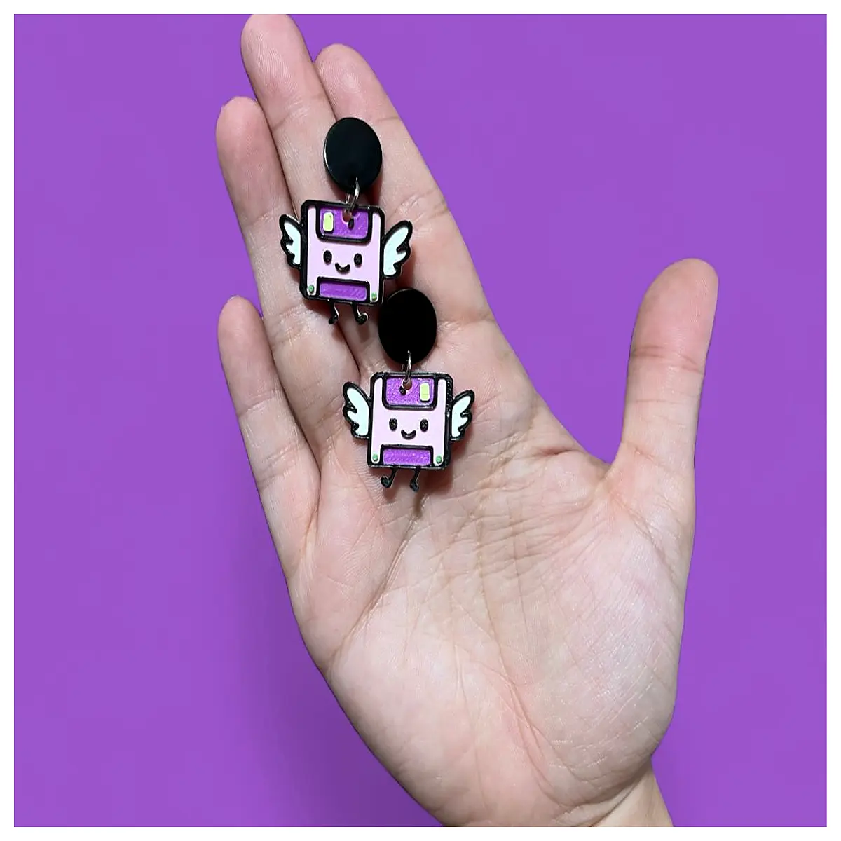 y2k floppy disk earrings 90s retro tech jewelry punk cyber goth accessories for women