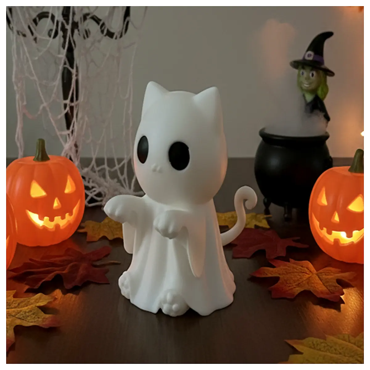 cute ghost cat plushie spooky but adorable pet toy halloween decor for kids room soft stuffed animal gift