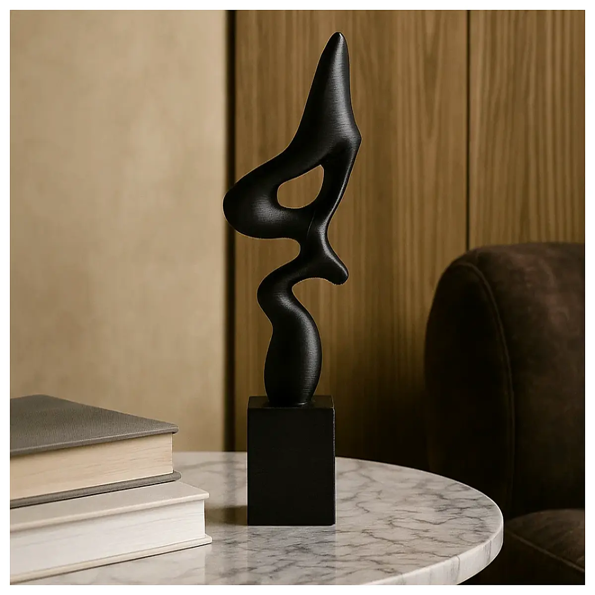 modern abstract black sculpture office decor minimalist desk statue contemporary art piece for workspace
