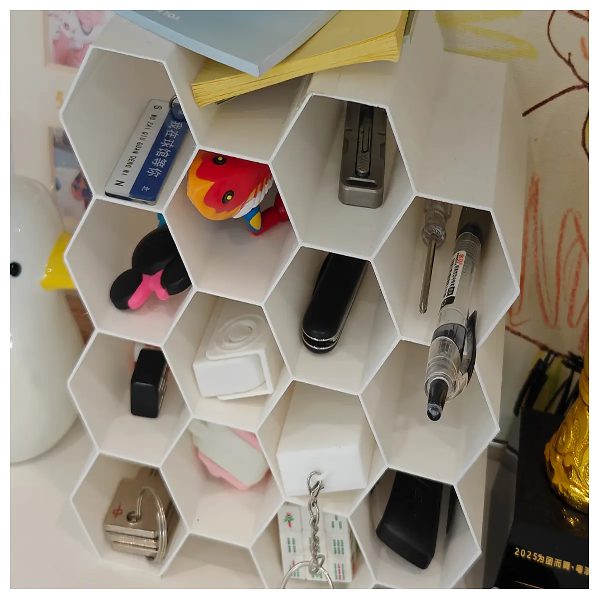honeycomb storage rack organizer shelf for bathroom kitchen desk space saving wall mounted plastic bins