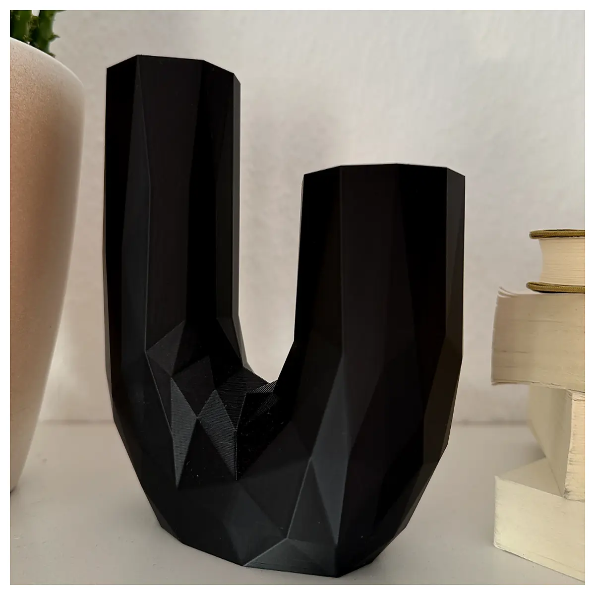 black arched vase no support modern minimalist floor vase curved geometric home decor tall sculptural plant holder for living room